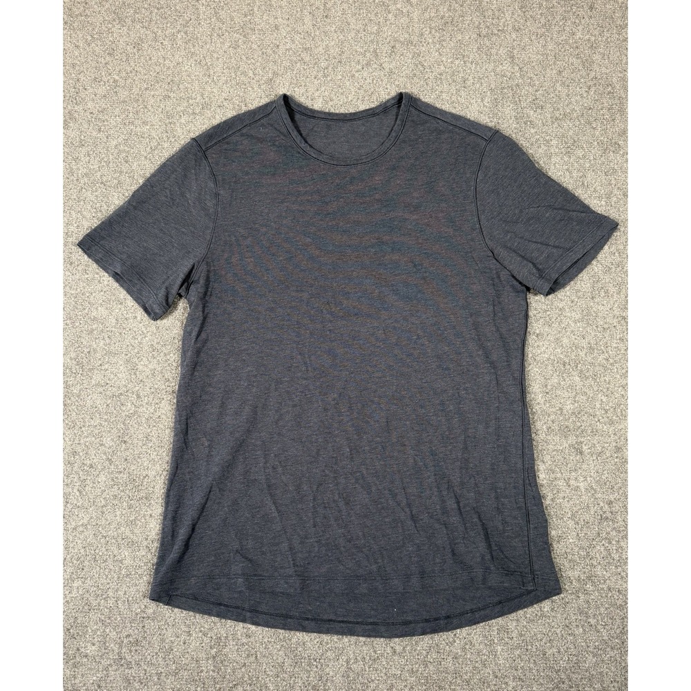 Lululemon Fundamental T Shirt Mens Large Heathered Blue Short Sleeve Crew Neck